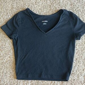 Wild fable v neck black womens baby tee crop top XS